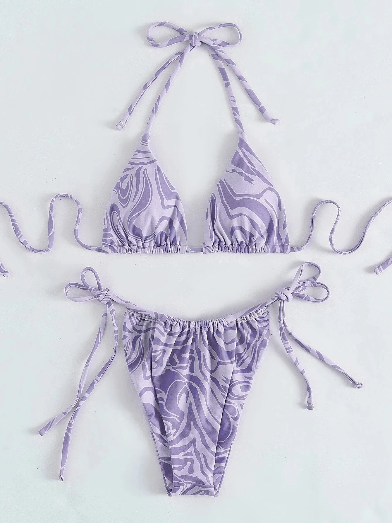 3 Piece Swirl Pattern Bikini Set