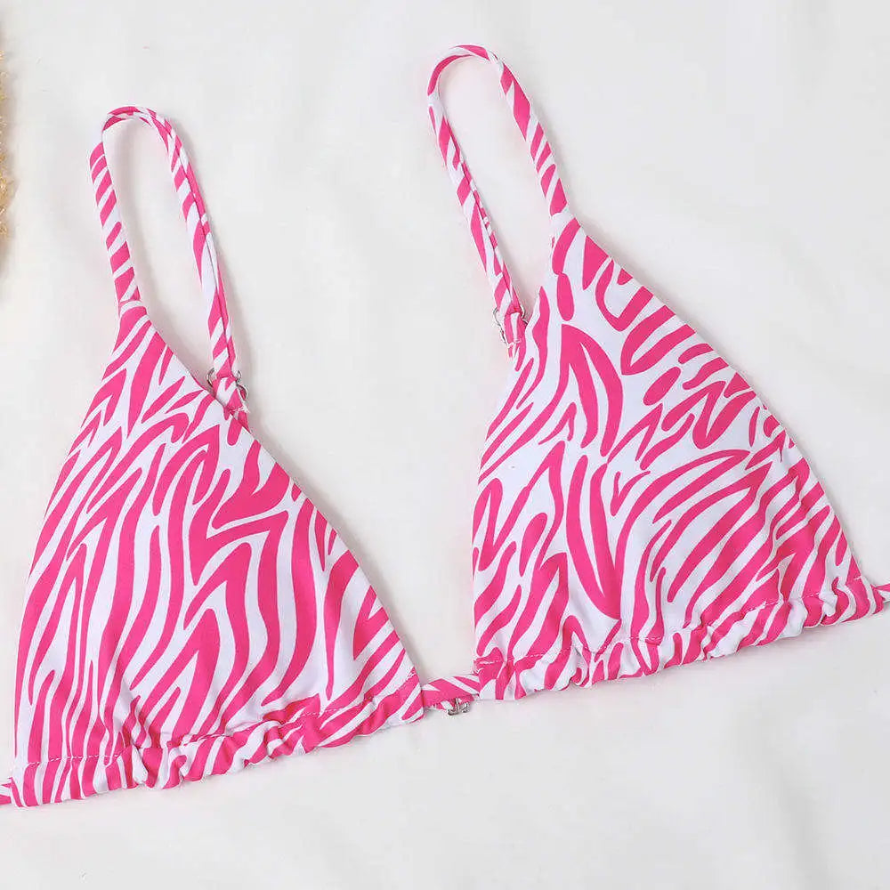 Vibrant Pink Zebra Print Bikini Set