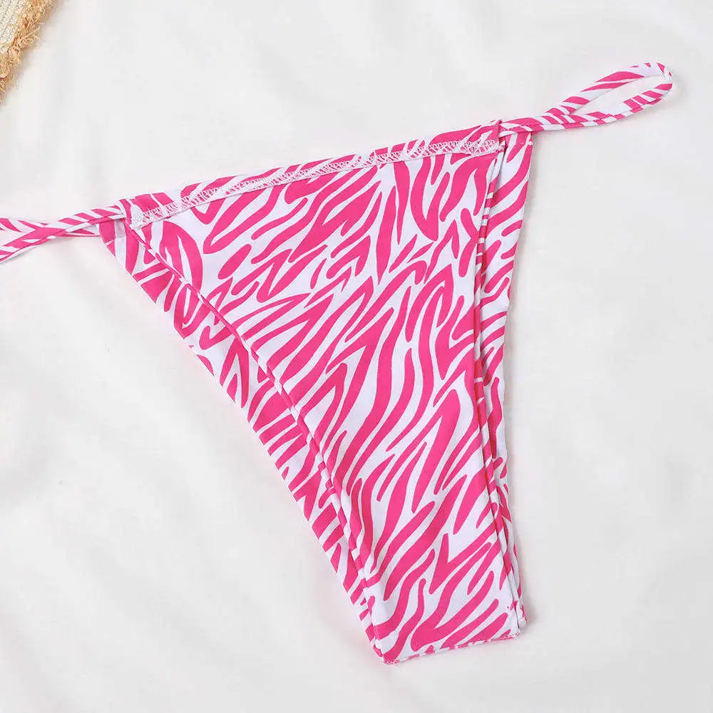 Vibrant Pink Zebra Print Bikini Set