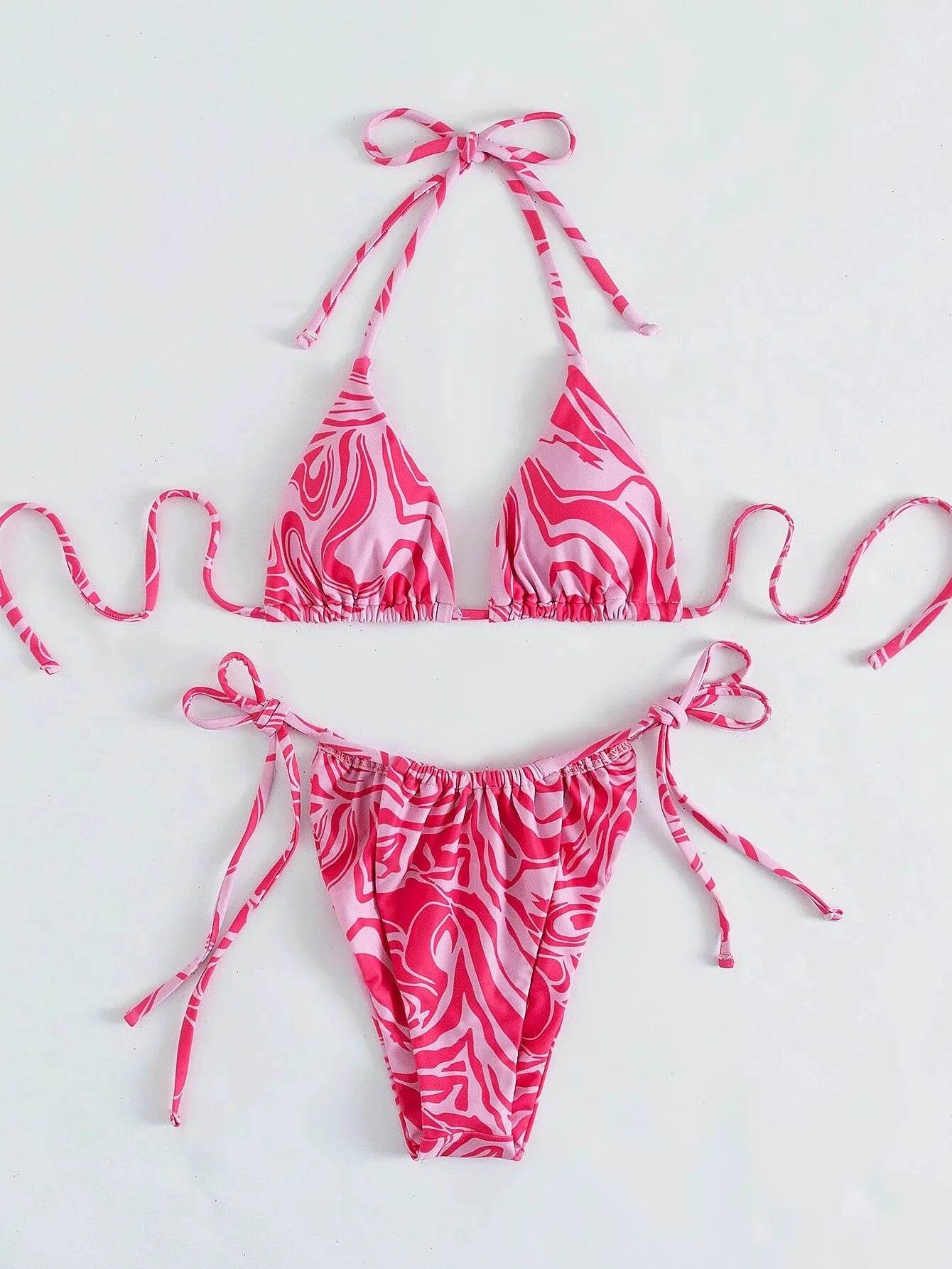 3 Piece Swirl Pattern Bikini Set