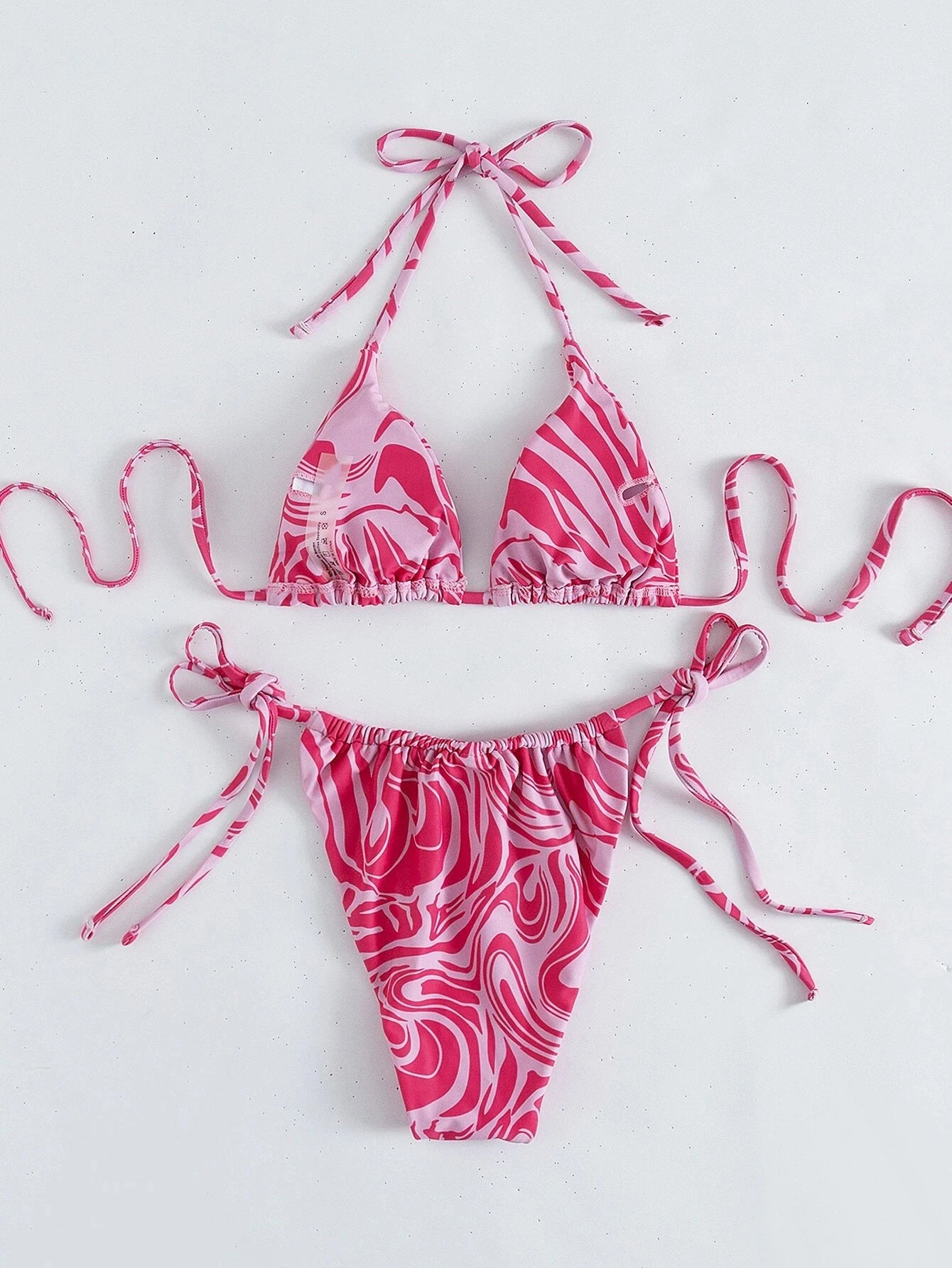 3 Piece Swirl Pattern Bikini Set