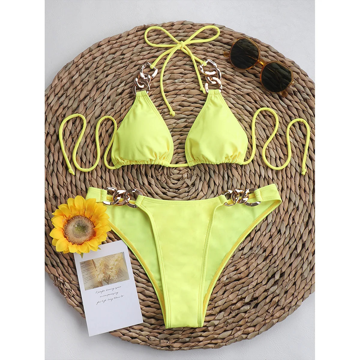 Chain-Link Bikini with Gold Chain Details