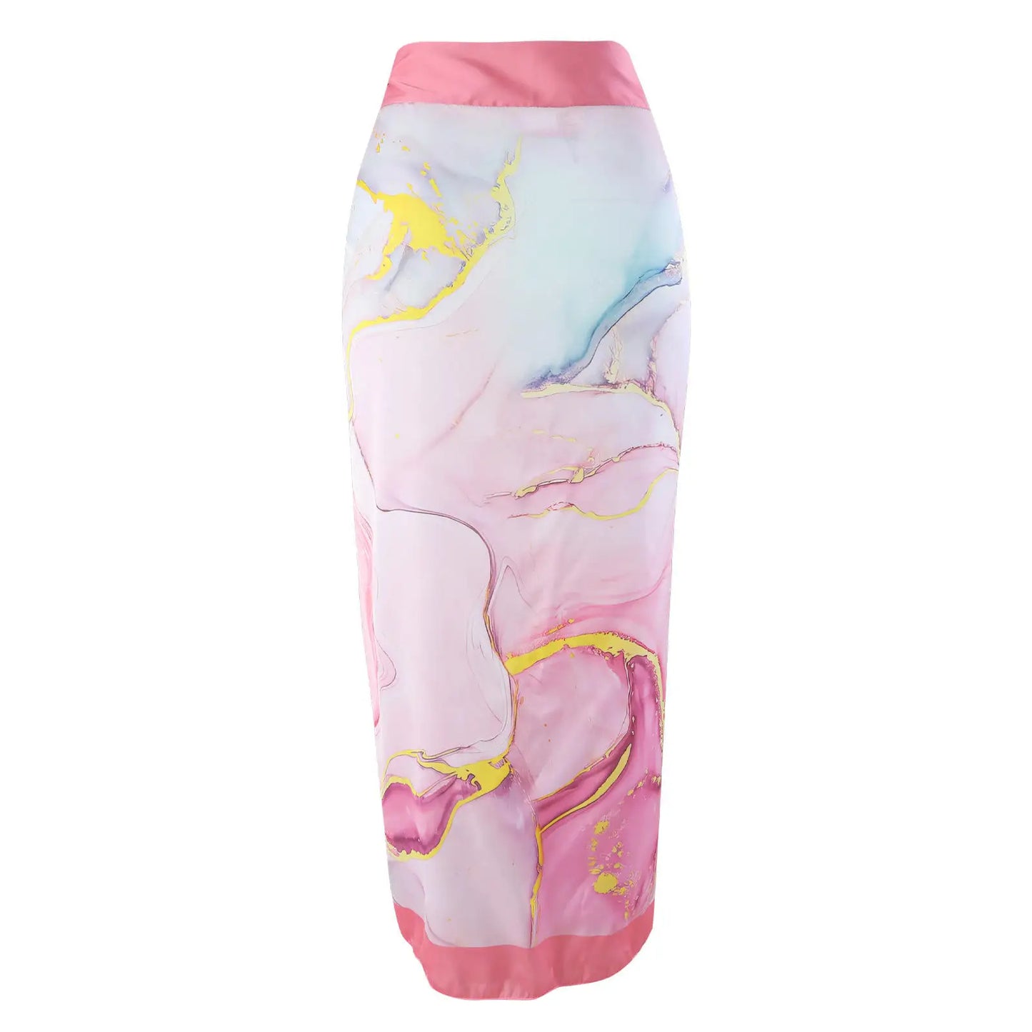 Pink Marble Print One-Piece Swimsuit with Bow-Tie Straps & Matching Sarong