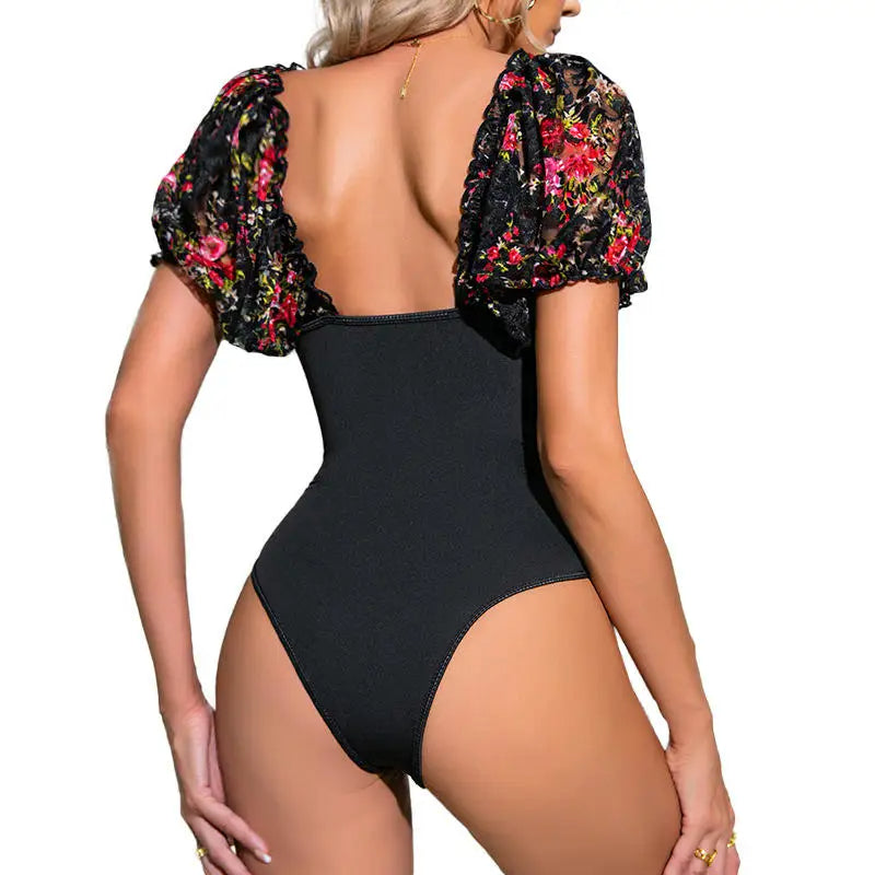 Elegant floral lace bodysuit