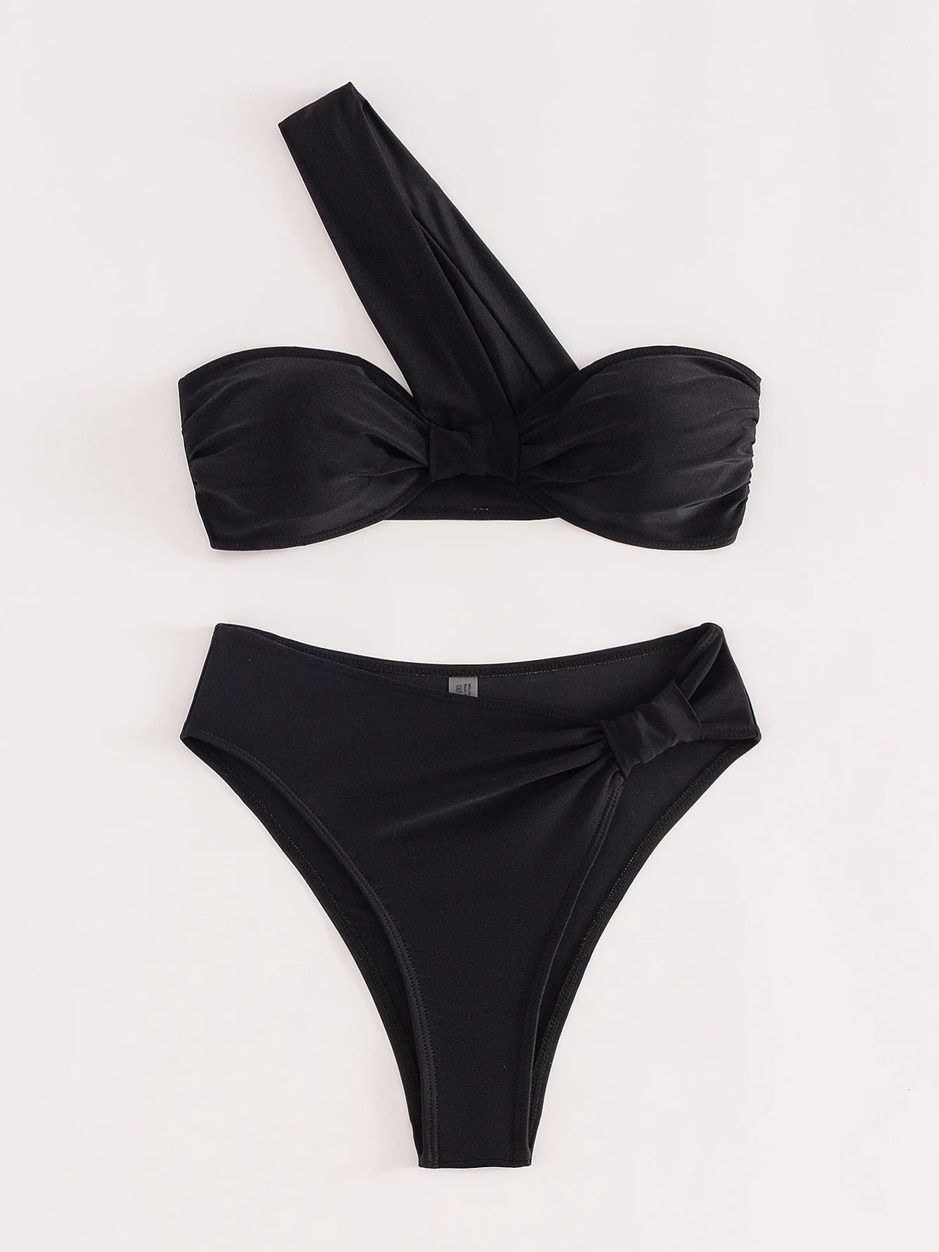 Chic One-Shoulder Black Bikini