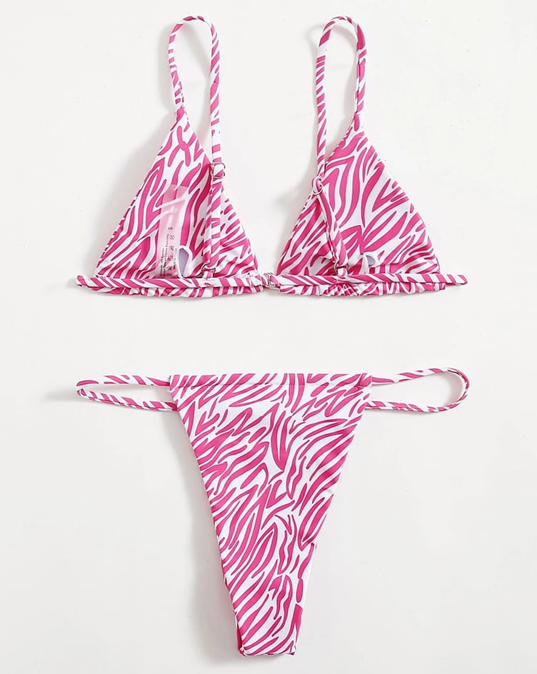 Vibrant Pink Zebra Print Bikini Set
