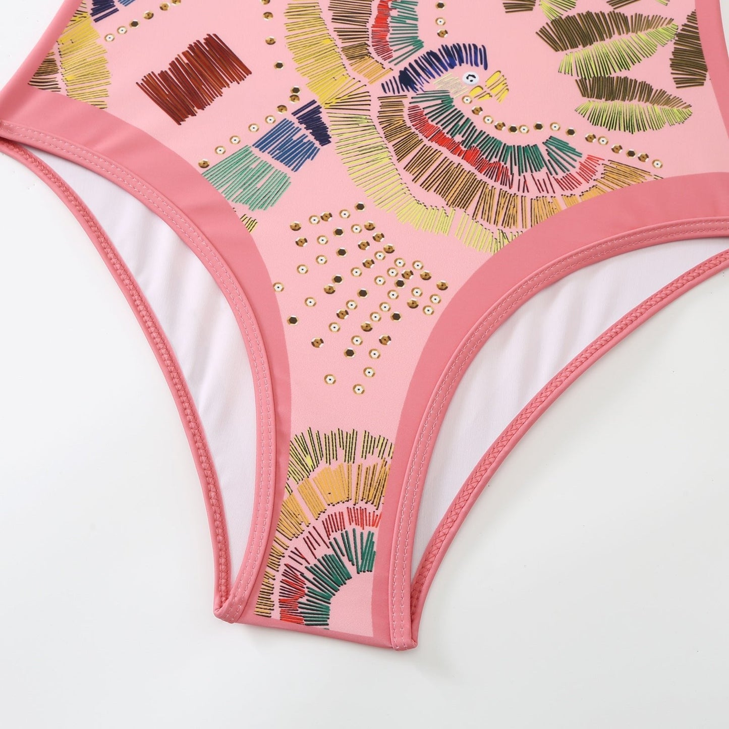 Eco - Friendly Pink One - Piece Swimsuit with Abstract Pattern & Matching Sarong - Lauraxelle - Eco - Friendly Pink One - Piece Swimsuit with Abstract Pattern & Matching Sarong - My Store - FLORAL