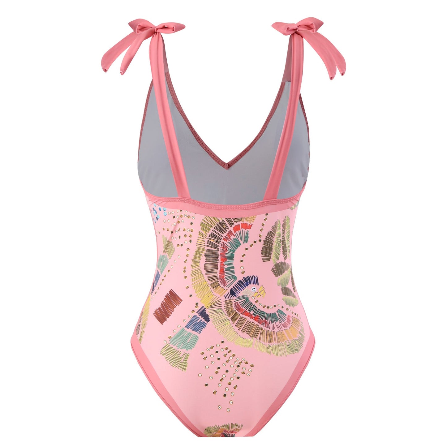 Eco - Friendly Pink One - Piece Swimsuit with Abstract Pattern & Matching Sarong - My Store