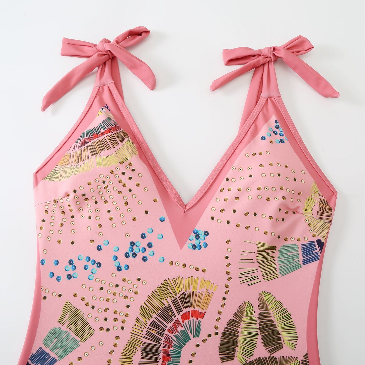 Eco - Friendly Pink One - Piece Swimsuit with Abstract Pattern & Matching Sarong - My Store