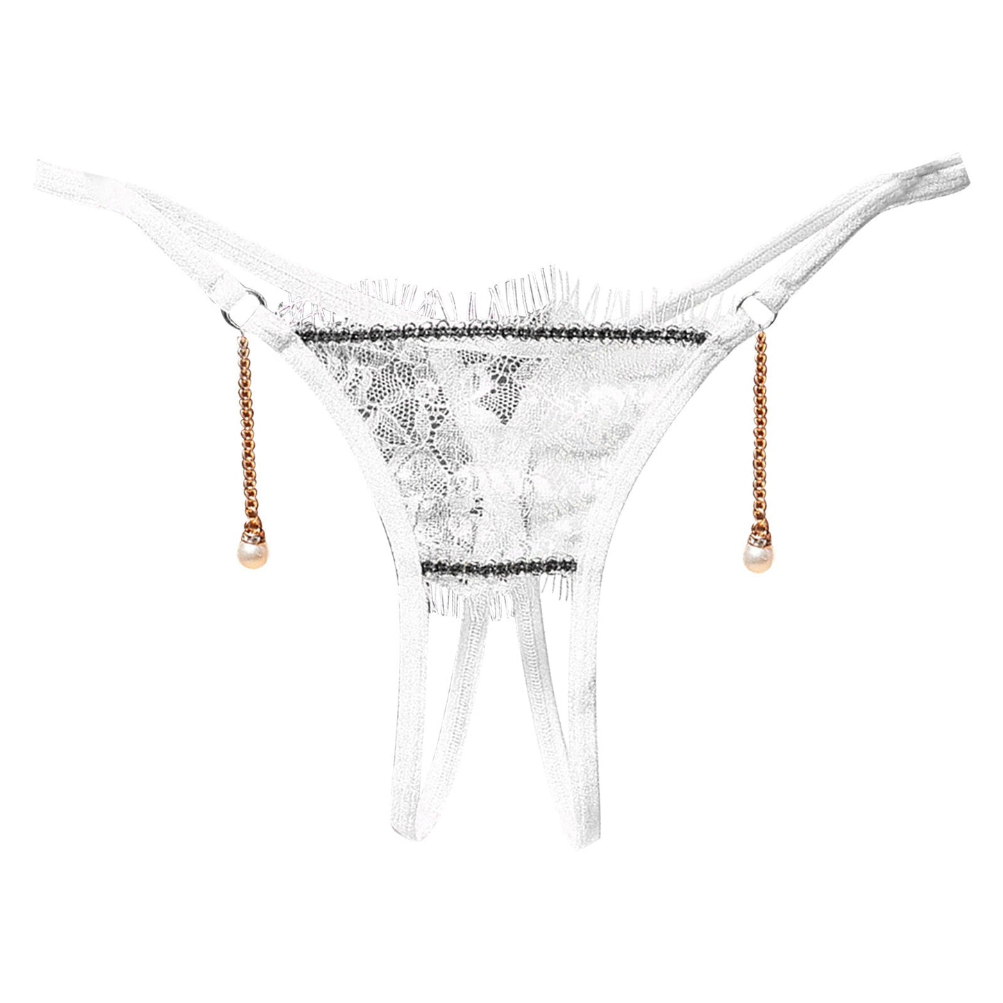 Elegant Lace Thongs with Pearl Accents - My Store