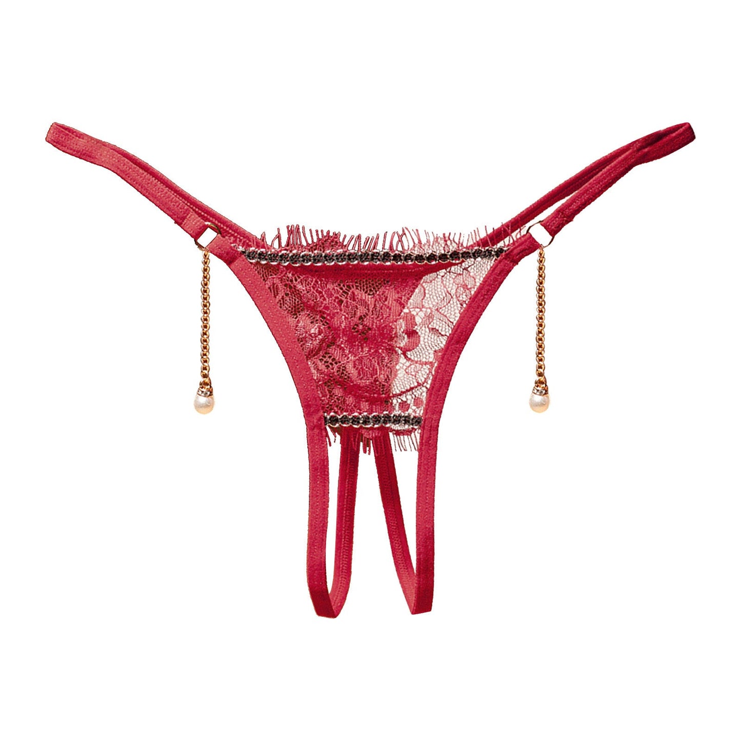 Elegant Lace Thongs with Pearl Accents - My Store