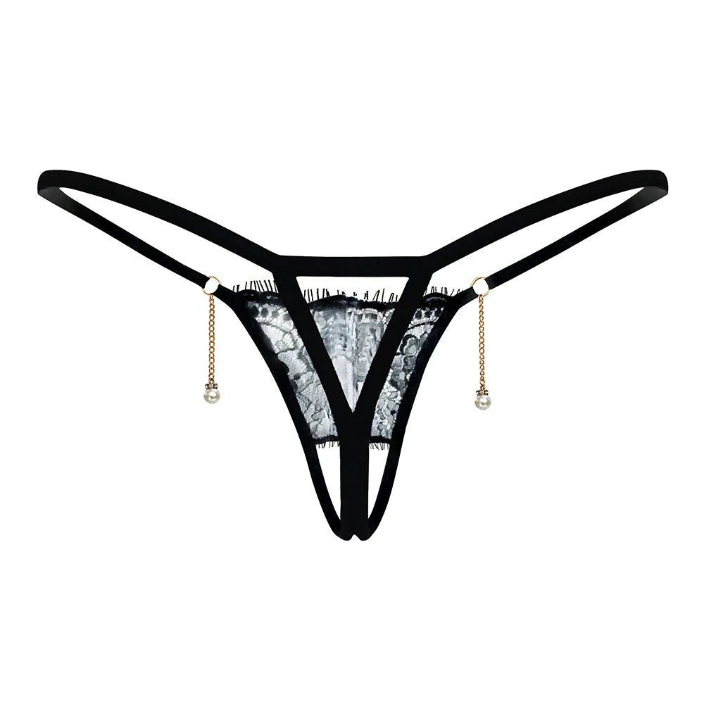 Elegant Lace Thongs with Pearl Accents - My Store