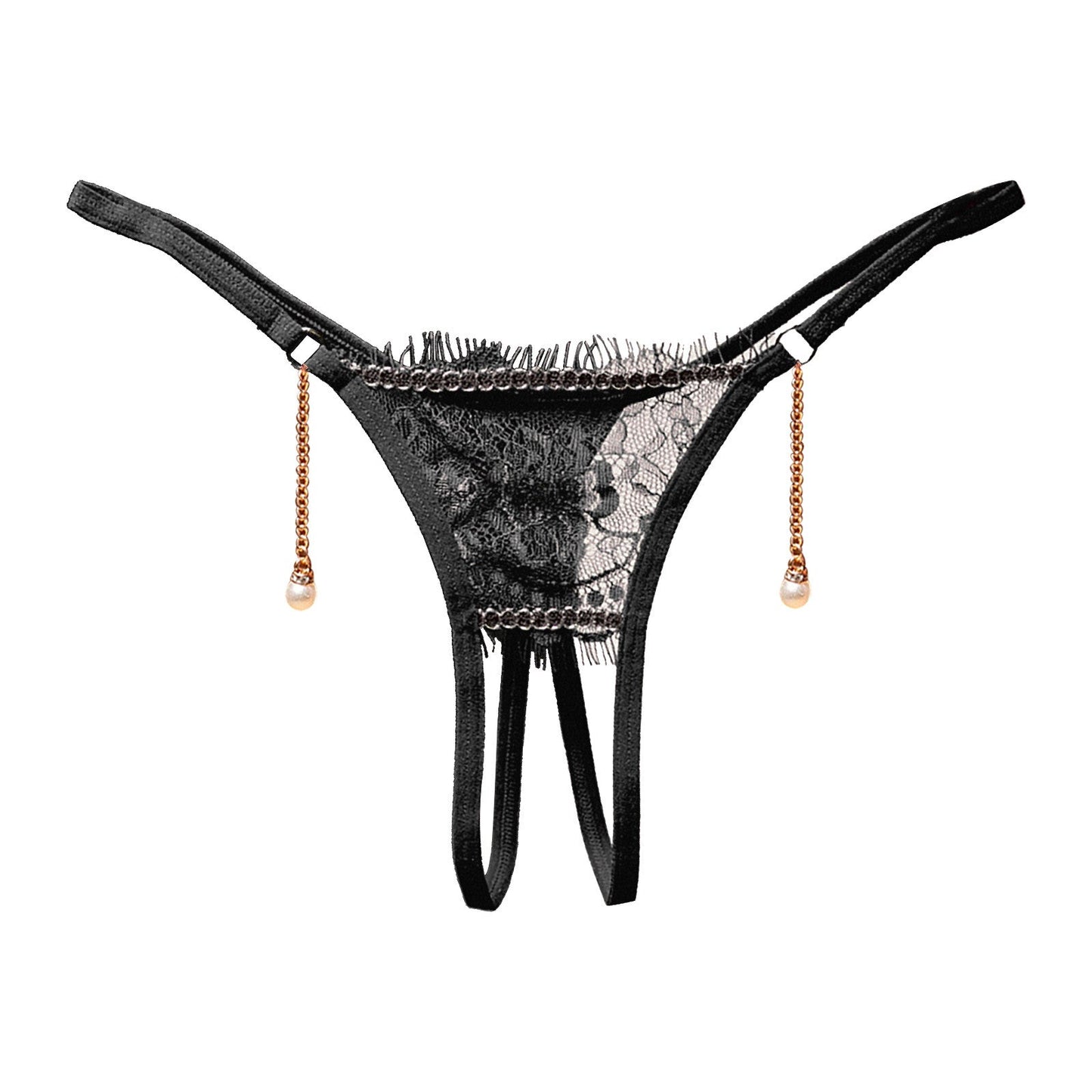 Elegant Lace Thongs with Pearl Accents - My Store