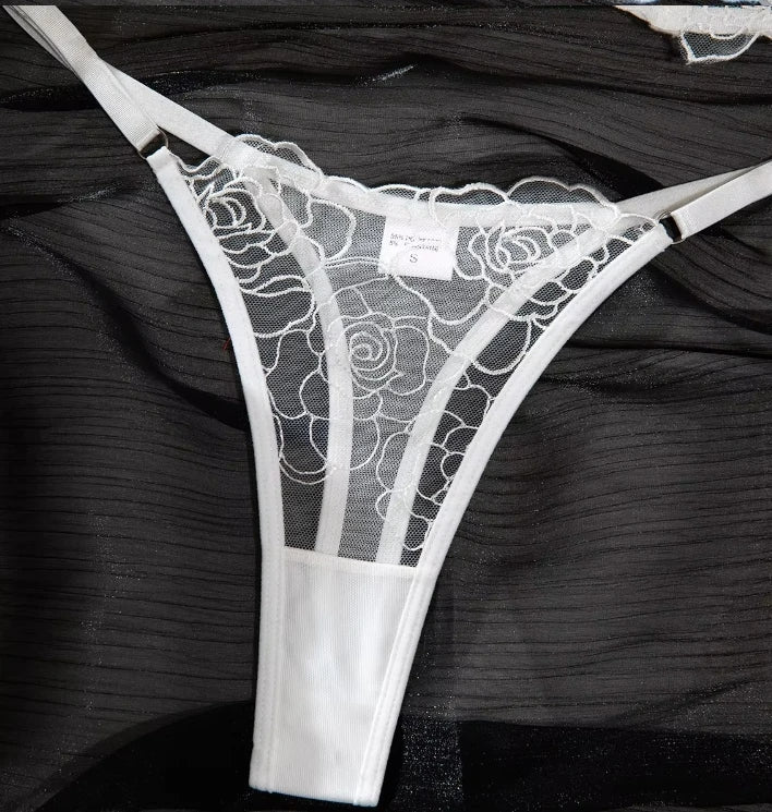 Exquisite White Lace Lingerie Set - Lauraxelle - Exquisite White Lace Lingerie Set - VELVET SECRETS