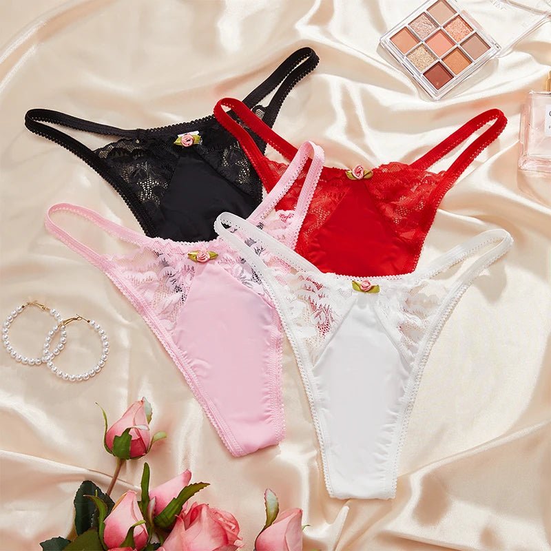 Lace Thong with Floral Detail - My Store