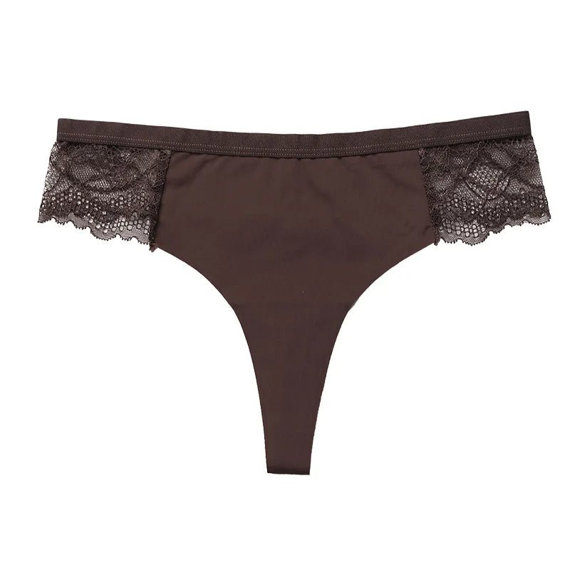 Lace Trim Animal Print Thongs - My Store