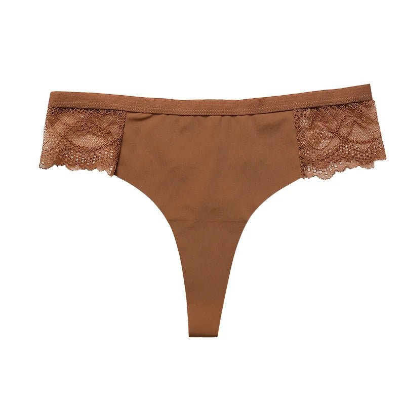Lace Trim Animal Print Thongs - My Store