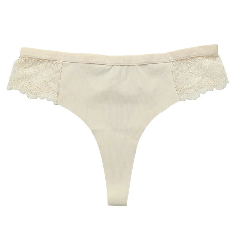 Lace Trim Animal Print Thongs - My Store
