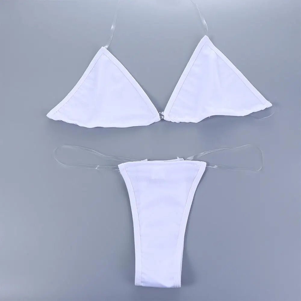 Triangle Bikini Set with Transparent Straps - My Store