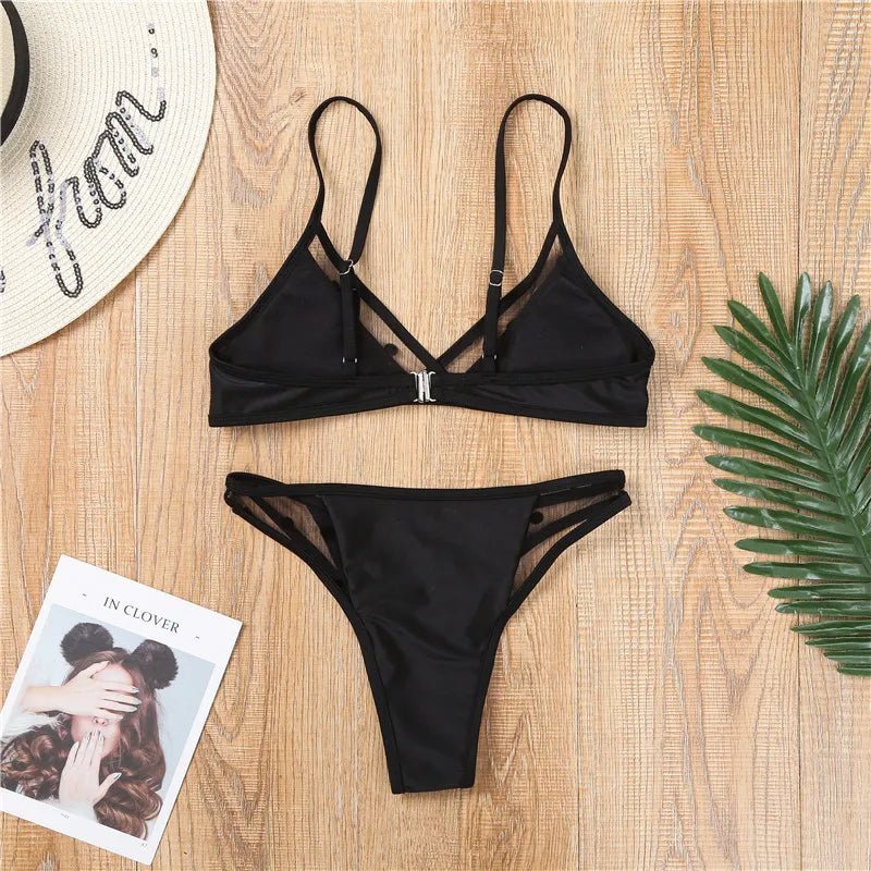 Black Mesh Polka Dot Bikini - Lauraxelle - Black Mesh Polka Dot Bikini - My Store - SUMMER CHIC