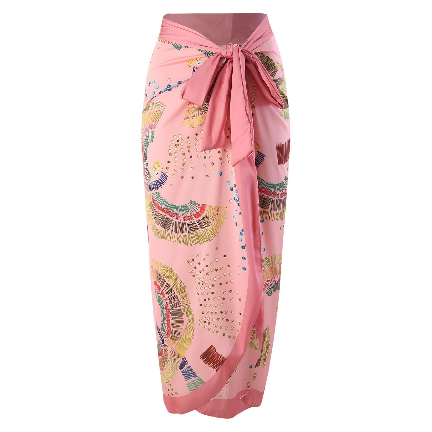 Eco - Friendly Pink One - Piece Swimsuit with Abstract Pattern & Matching Sarong - Lauraxelle - Eco - Friendly Pink One - Piece Swimsuit with Abstract Pattern & Matching Sarong - My Store - FLORAL