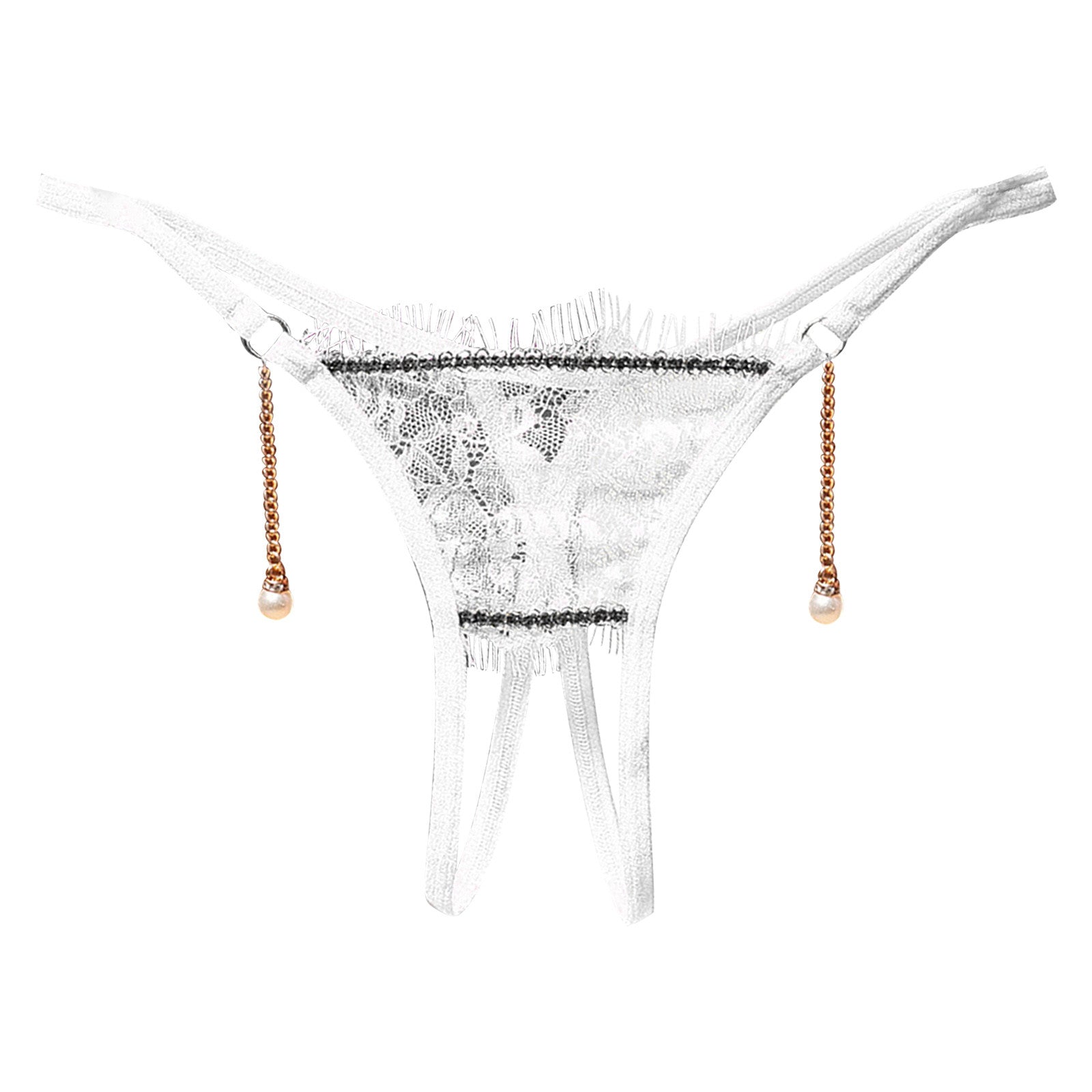 Elegant Lace Thongs with Pearl Accents - My Store