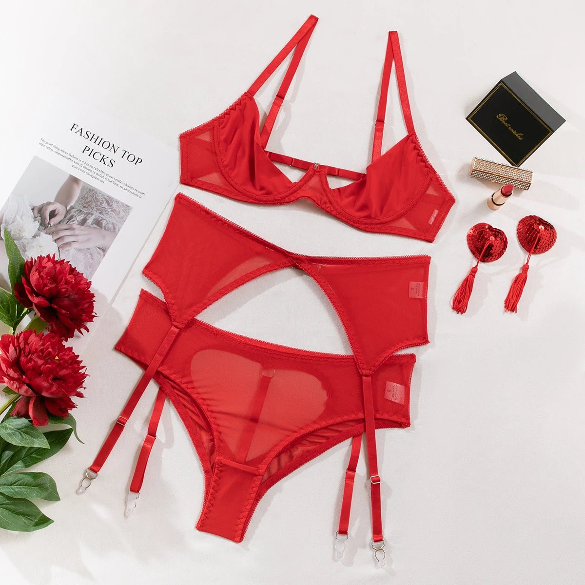 Elegant Mesh Lingerie Set - Lauraxelle - Elegant Mesh Lingerie Set - ONE NIGHT