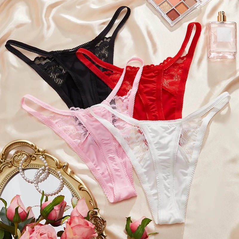 Lace Thong with Floral Detail - Lauraxelle - Lace Thong with Floral Detail - My Store - VELVET SECRETS