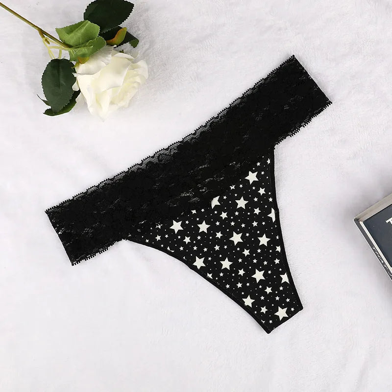 Lace Trimmed Thong Panties - Lauraxelle - Lace Trimmed Thong Panties - DELICATE MACRAME