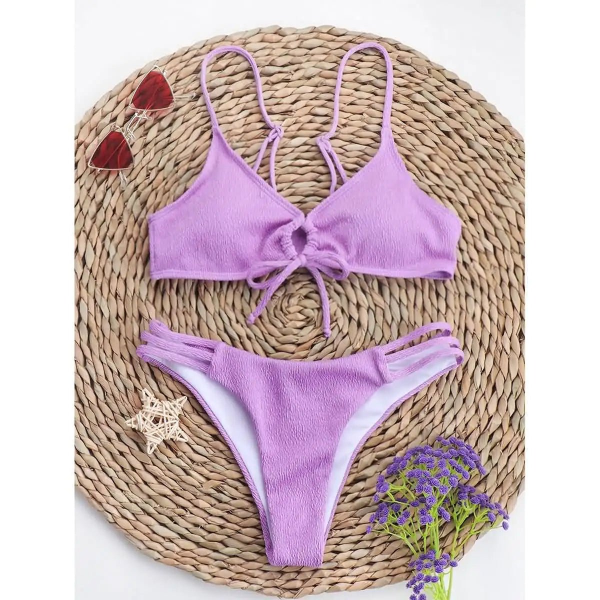 Lavender Textured Bikini Set - Lauraxelle - Lavender Textured Bikini Set - SIMPLE ALLURE