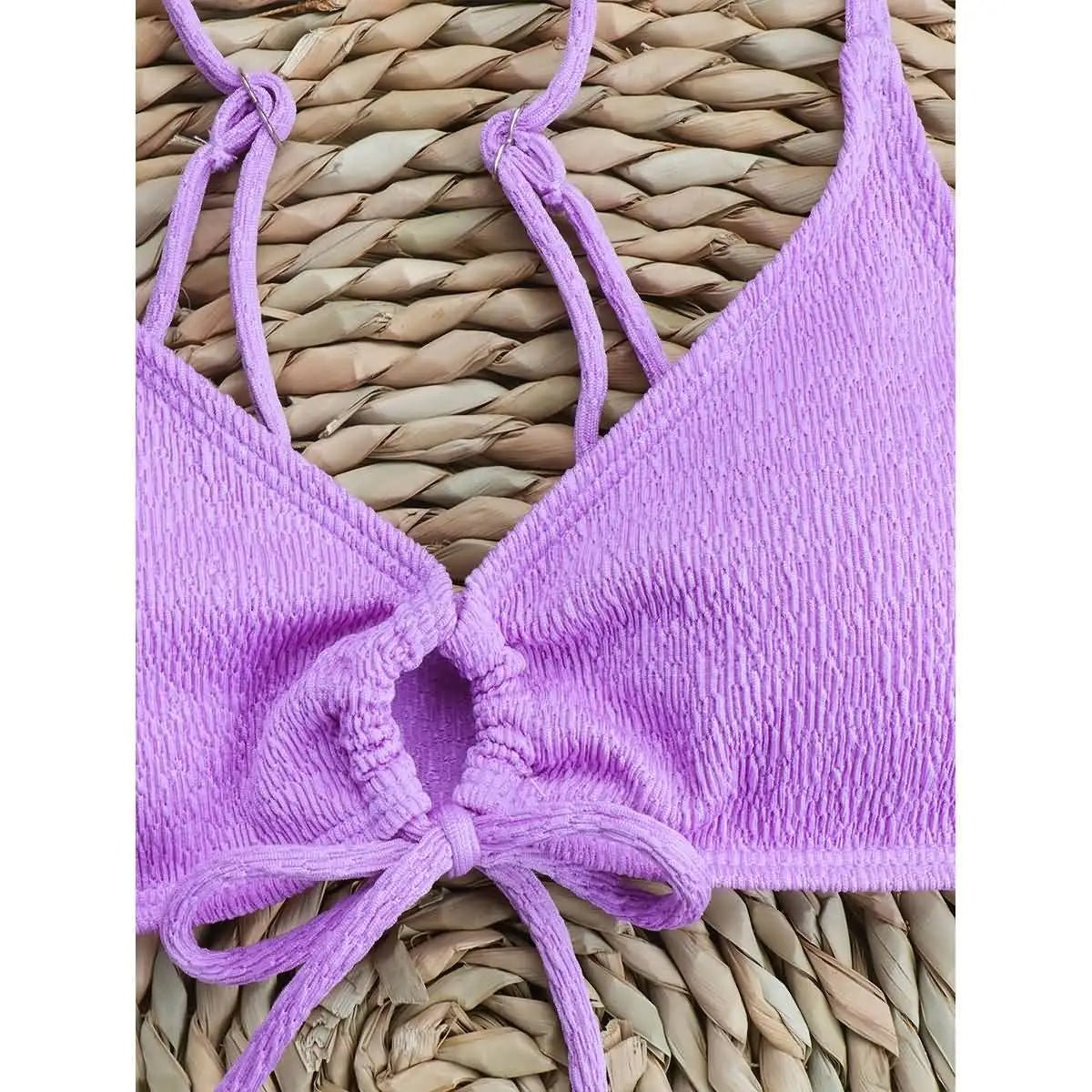 Lavender Textured Bikini Set - Lauraxelle - Lavender Textured Bikini Set - SIMPLE ALLURE