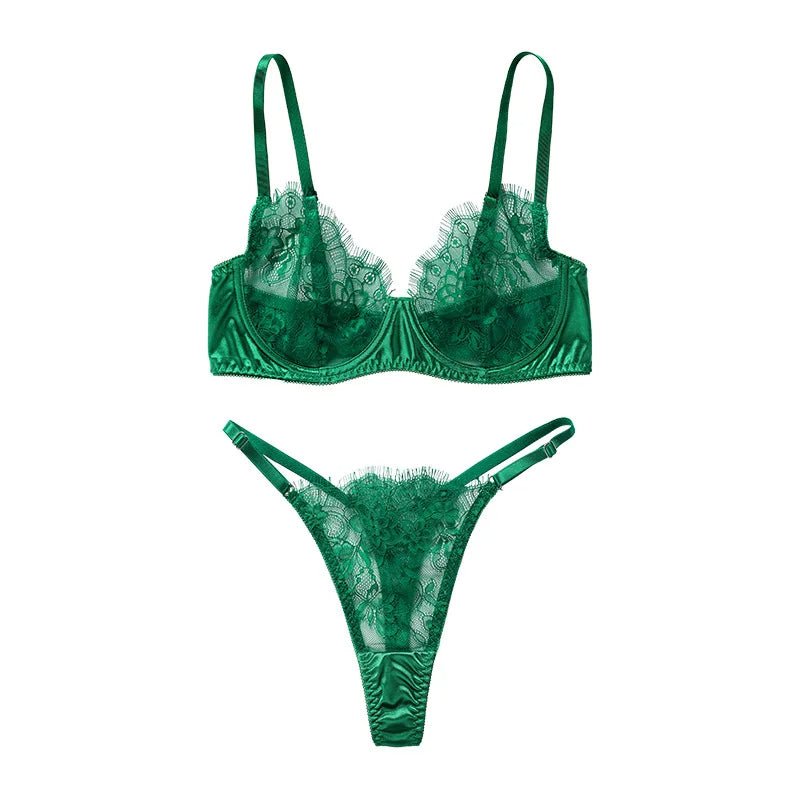 Luxurious Floral Lace Lingerie - Lauraxelle - Luxurious Floral Lace Lingerie - EMERALD HAZE