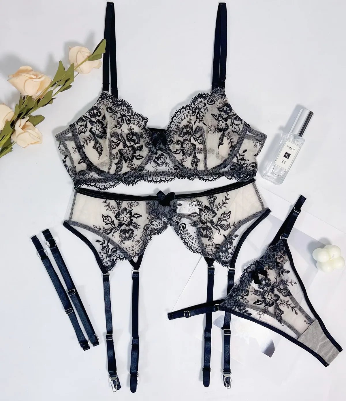 Luxurious Lace and Mesh Lingerie - Lauraxelle - Luxurious Lace and Mesh Lingerie - DIVINE ALLURE