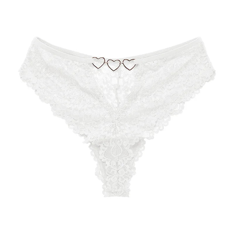 Luxurious Lace Panties with Heart Accents - Lauraxelle - Luxurious Lace Panties with Heart Accents - VELVET SECRETS