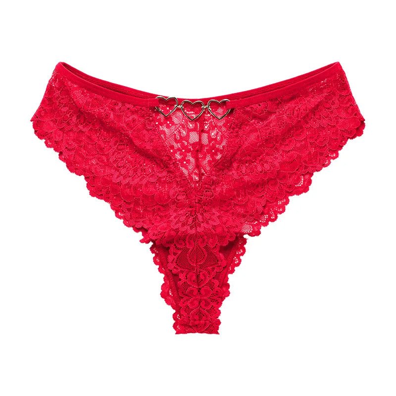 Luxurious Lace Panties with Heart Accents - Lauraxelle - Luxurious Lace Panties with Heart Accents - VELVET SECRETS