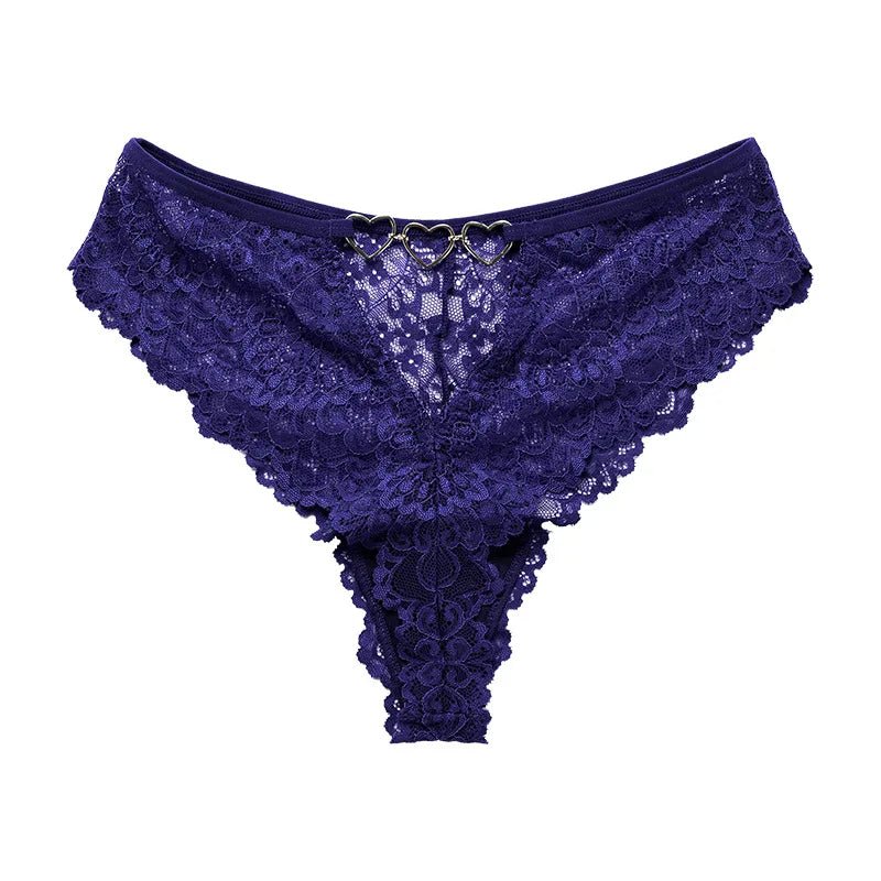 Luxurious Lace Panties with Heart Accents - Lauraxelle - Luxurious Lace Panties with Heart Accents - VELVET SECRETS