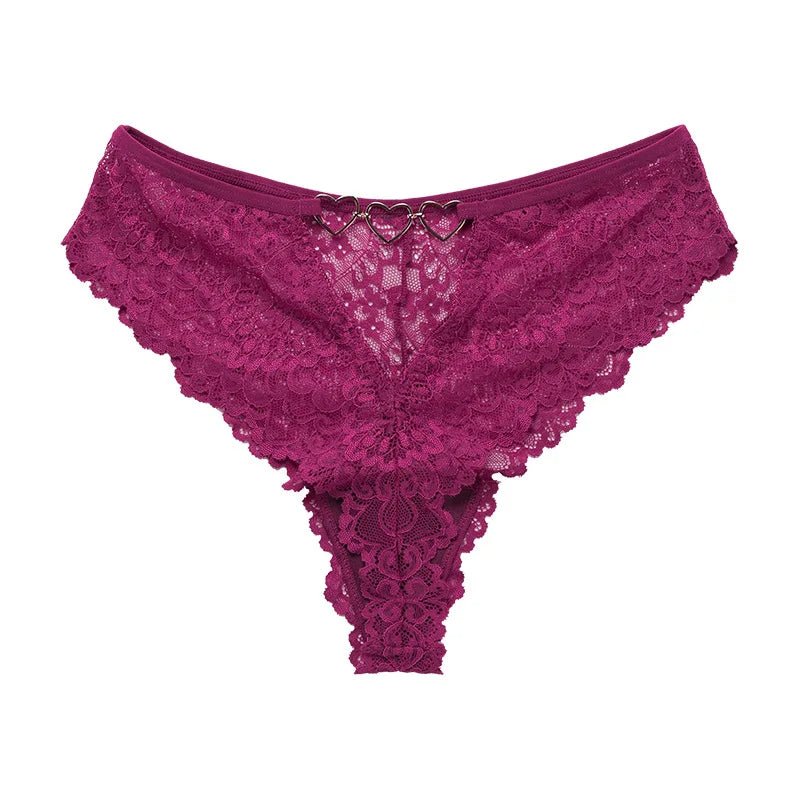 Luxurious Lace Panties with Heart Accents - Lauraxelle - Luxurious Lace Panties with Heart Accents - VELVET SECRETS