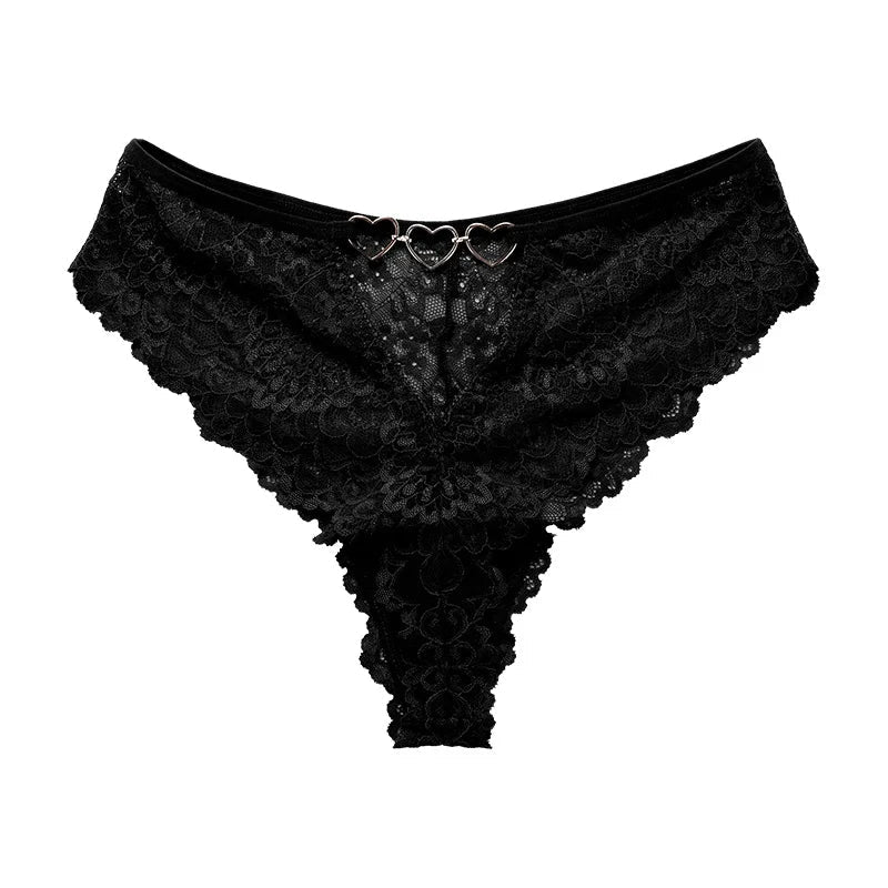 Luxurious Lace Panties with Heart Accents - Lauraxelle - Luxurious Lace Panties with Heart Accents - VELVET SECRETS
