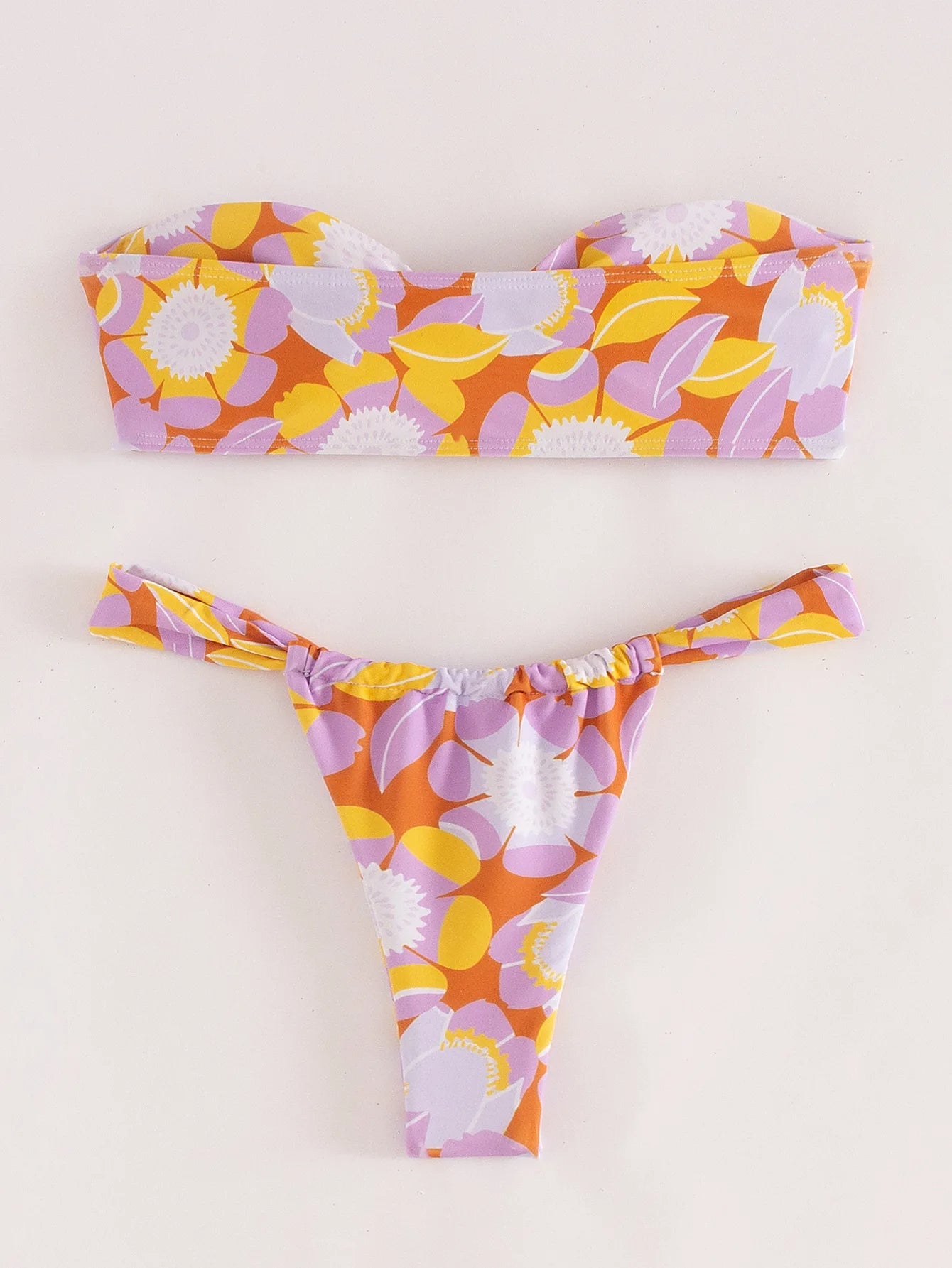 Multicolor Floral Bandeau Bikini - Lauraxelle - Multicolor Floral Bandeau Bikini - MOONLIT ROSE