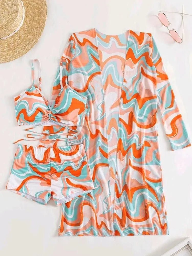 Must - Have 3 - Piece Summer Swimsuit Set - Lauraxelle - Must - Have 3 - Piece Summer Swimsuit Set - Tropical Vibes