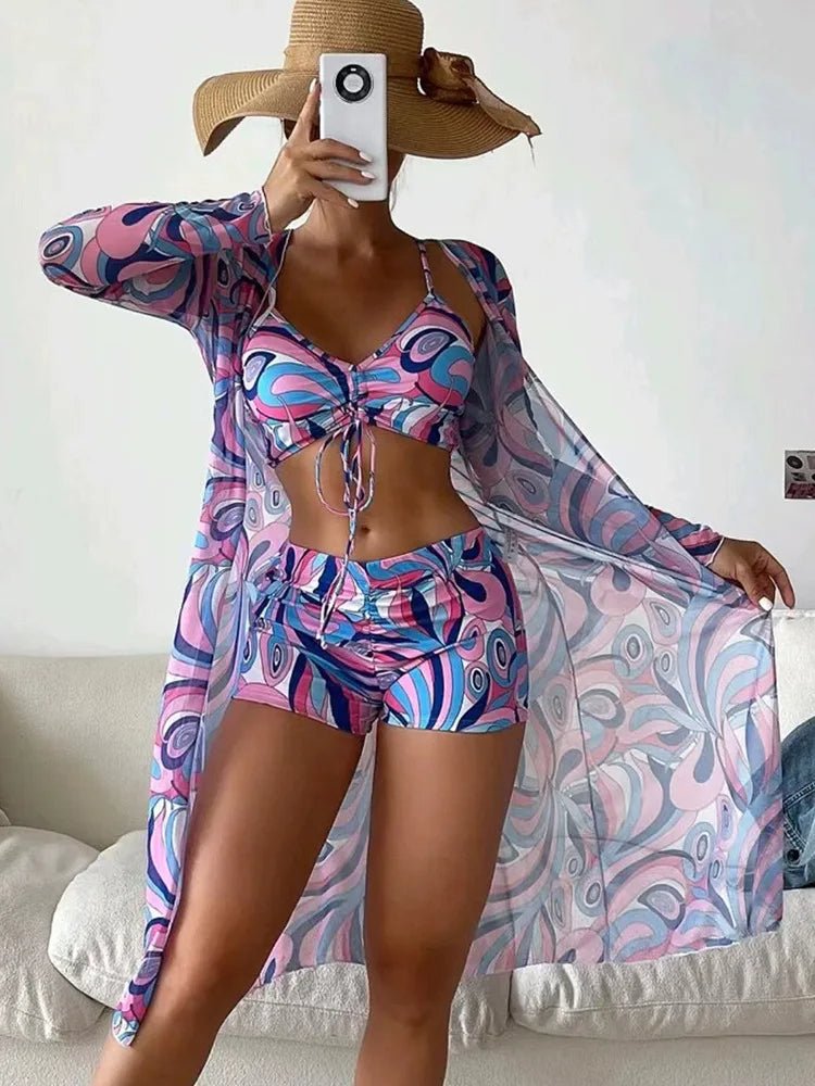 Must - Have 3 - Piece Summer Swimsuit Set - Lauraxelle - Must - Have 3 - Piece Summer Swimsuit Set - Tropical Vibes
