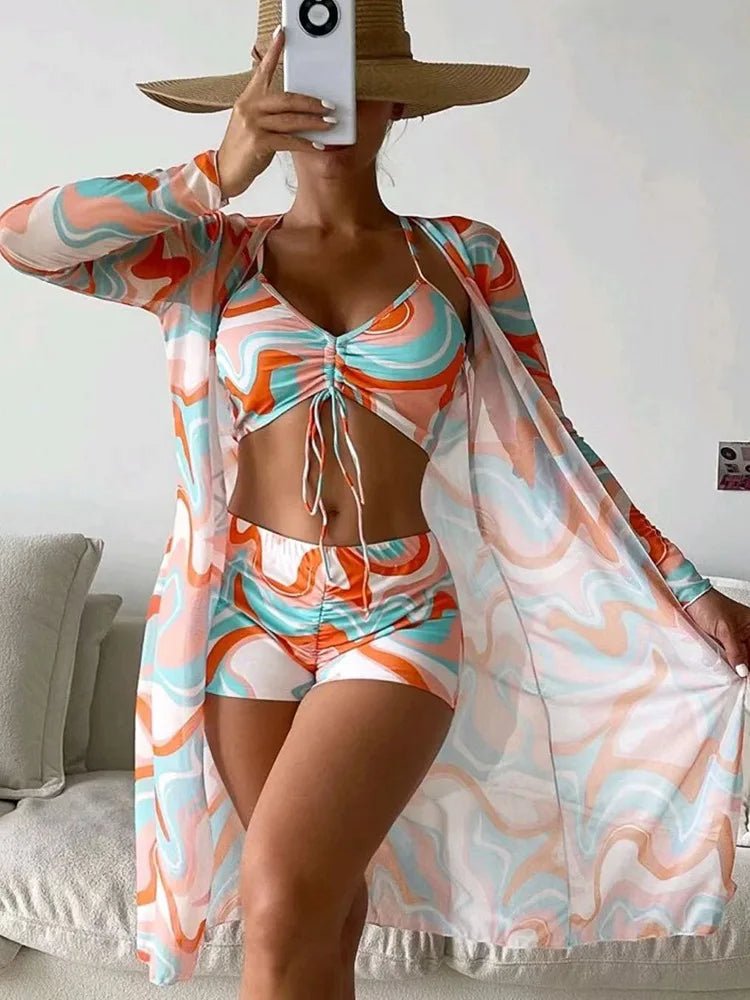 Must - Have 3 - Piece Summer Swimsuit Set - Lauraxelle - Must - Have 3 - Piece Summer Swimsuit Set - Tropical Vibes