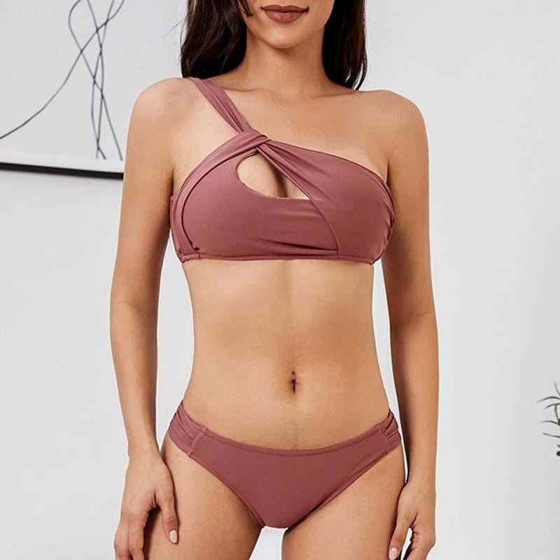 One-Shoulder Bikini with Cutout Detail - Lauraxelle #original_value# - FROSTED BLISS
