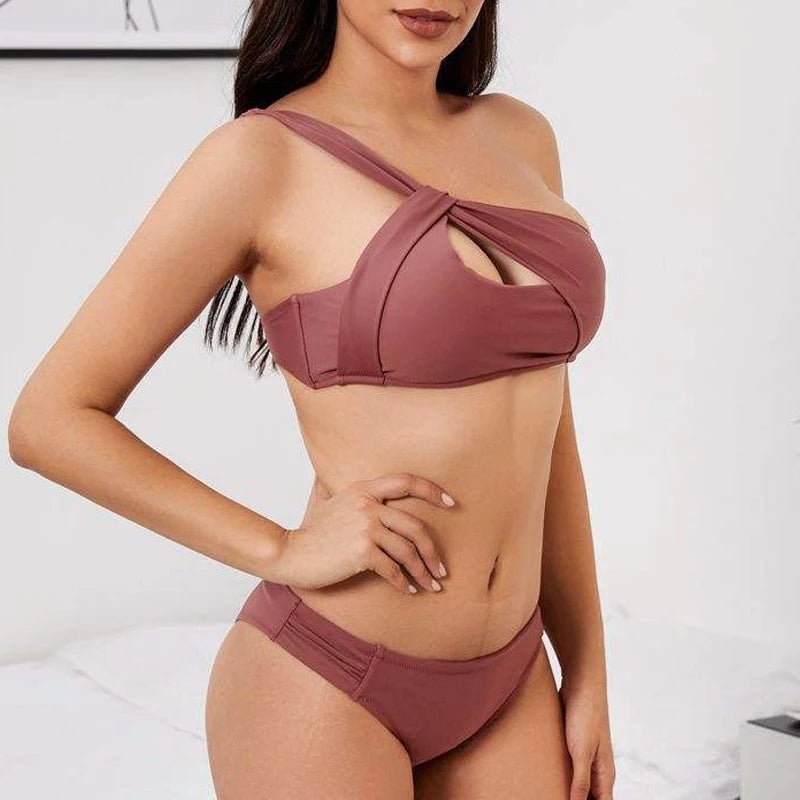 One-Shoulder Bikini with Cutout Detail - Lauraxelle #original_value# - FROSTED BLISS