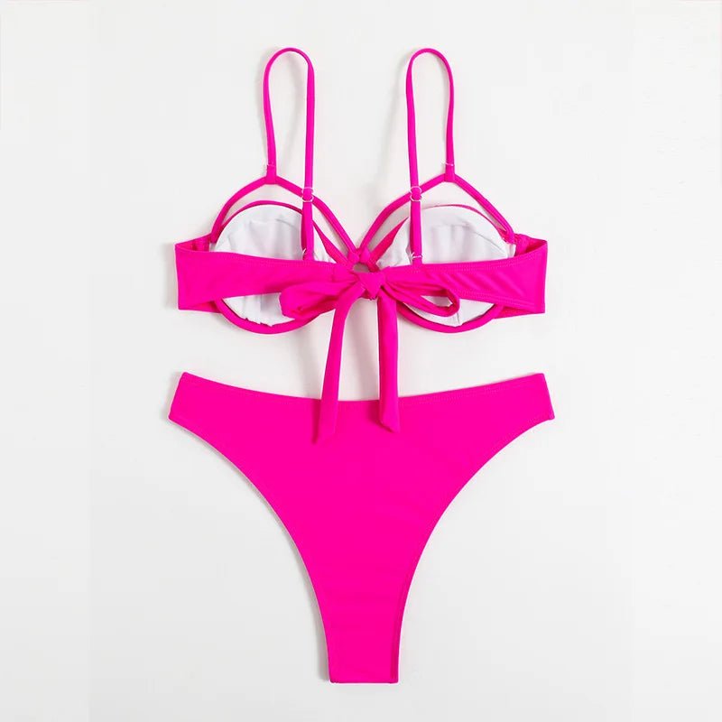 Pink Bikini with Underwire Bra - Lauraxelle - Pink Bikini with Underwire Bra - CRIMSON DESIRE