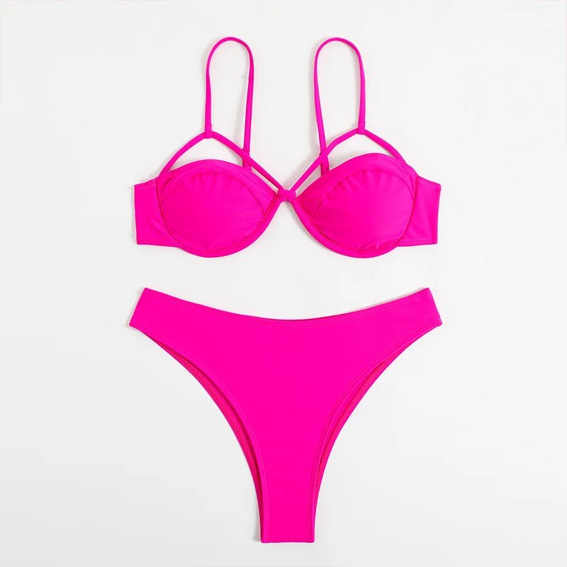Pink Bikini with Underwire Bra - Lauraxelle - Pink Bikini with Underwire Bra - CRIMSON DESIRE
