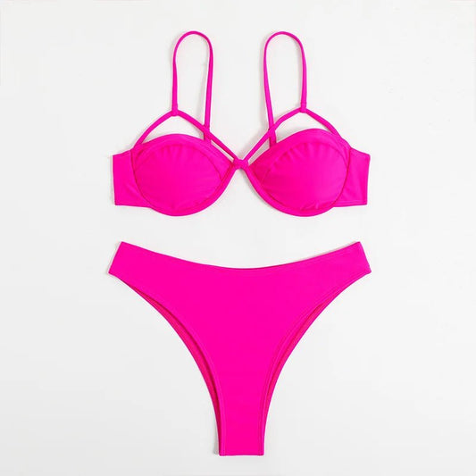 Pink Bikini with Underwire Bra - Lauraxelle - Pink Bikini with Underwire Bra - CRIMSON DESIRE