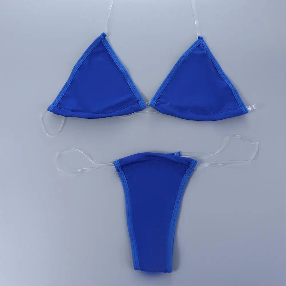Triangle Bikini Set with Transparent Straps - Lauraxelle - Triangle Bikini Set with Transparent Straps - My Store - AXELLA