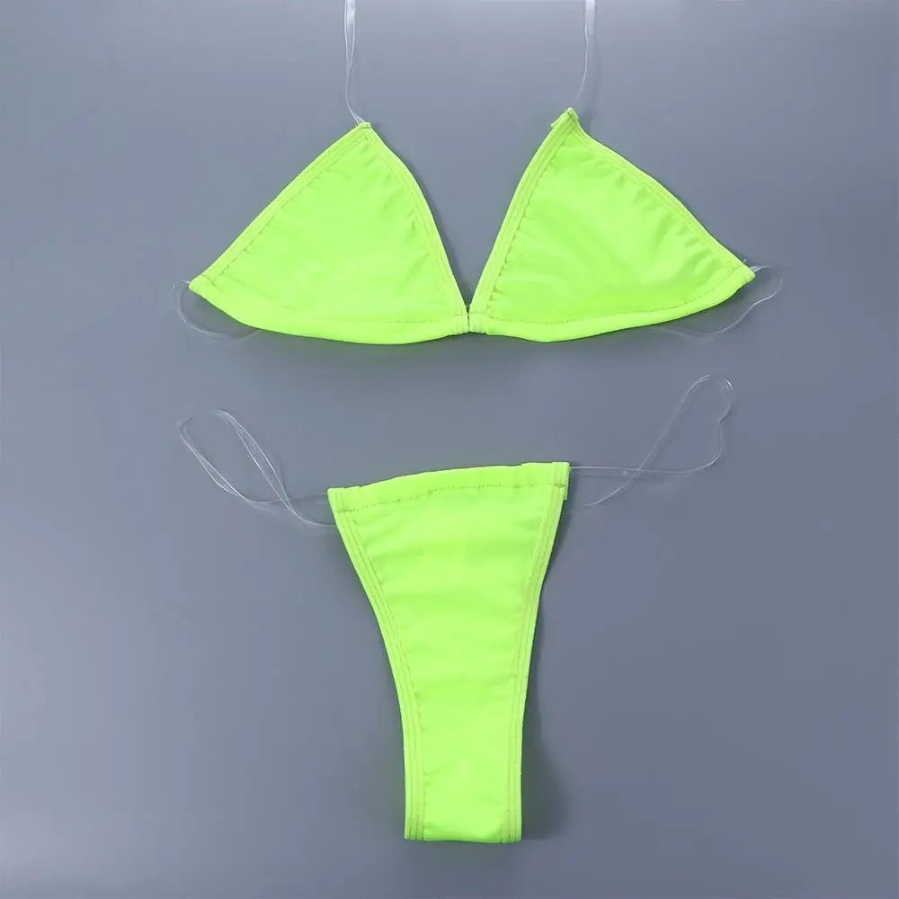Triangle Bikini Set with Transparent Straps - Lauraxelle - Triangle Bikini Set with Transparent Straps - My Store - AXELLA