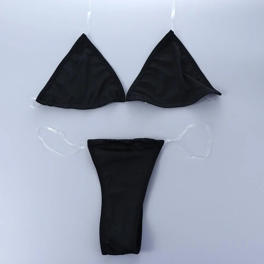Triangle Bikini Set with Transparent Straps - Lauraxelle - Triangle Bikini Set with Transparent Straps - My Store - AXELLA